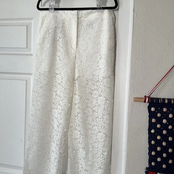 Zara Cream Lace Cropped Pants - Picture 3 of 7